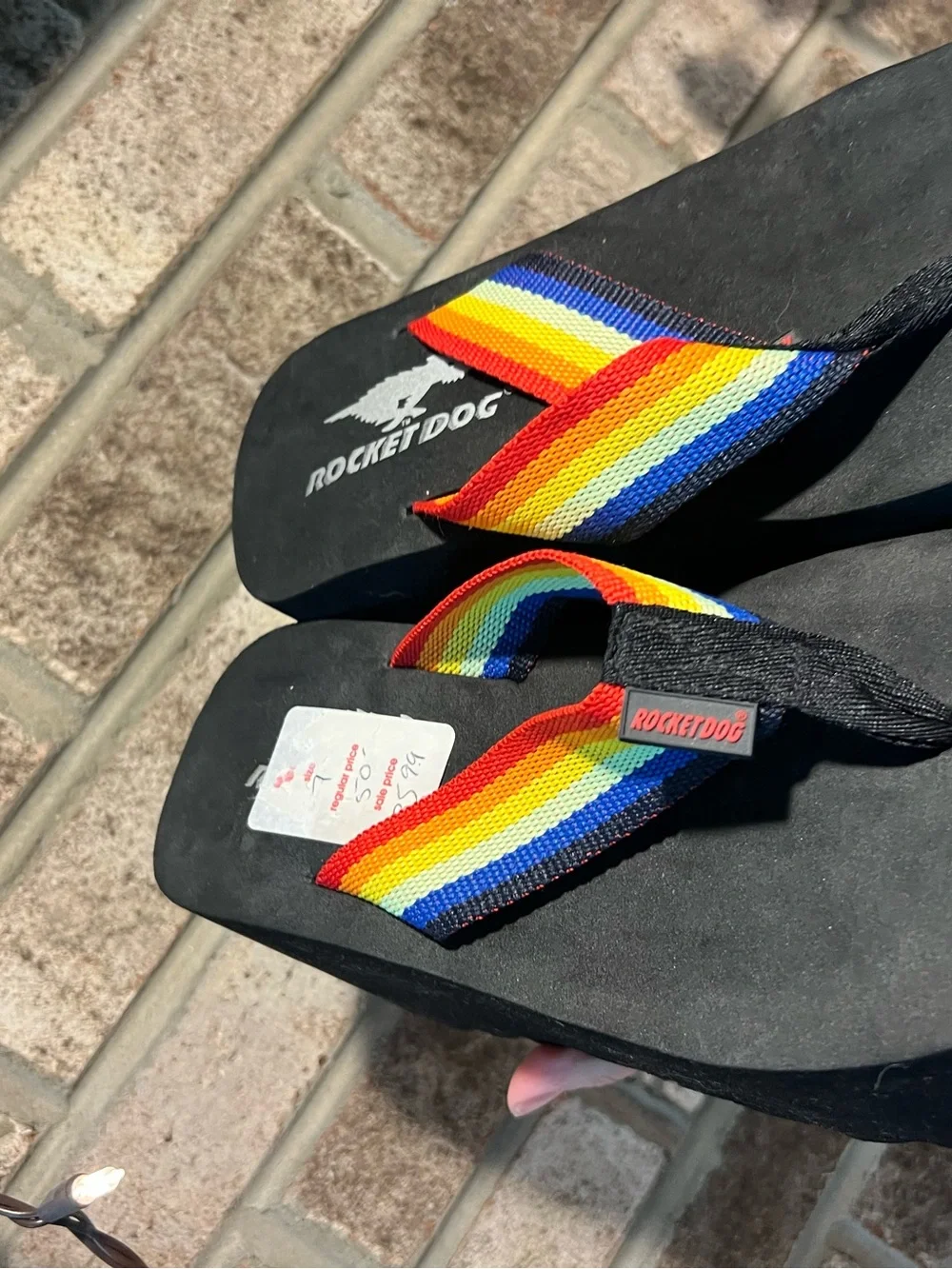 Rocket Dog Platform Wedge y2k Rainbow Flip Flops